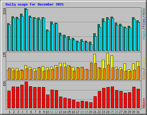 Daily usage for December 2021