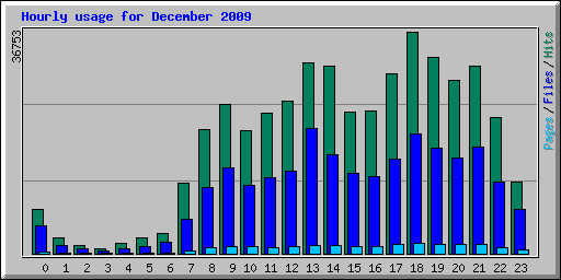 Hourly usage for December 2009